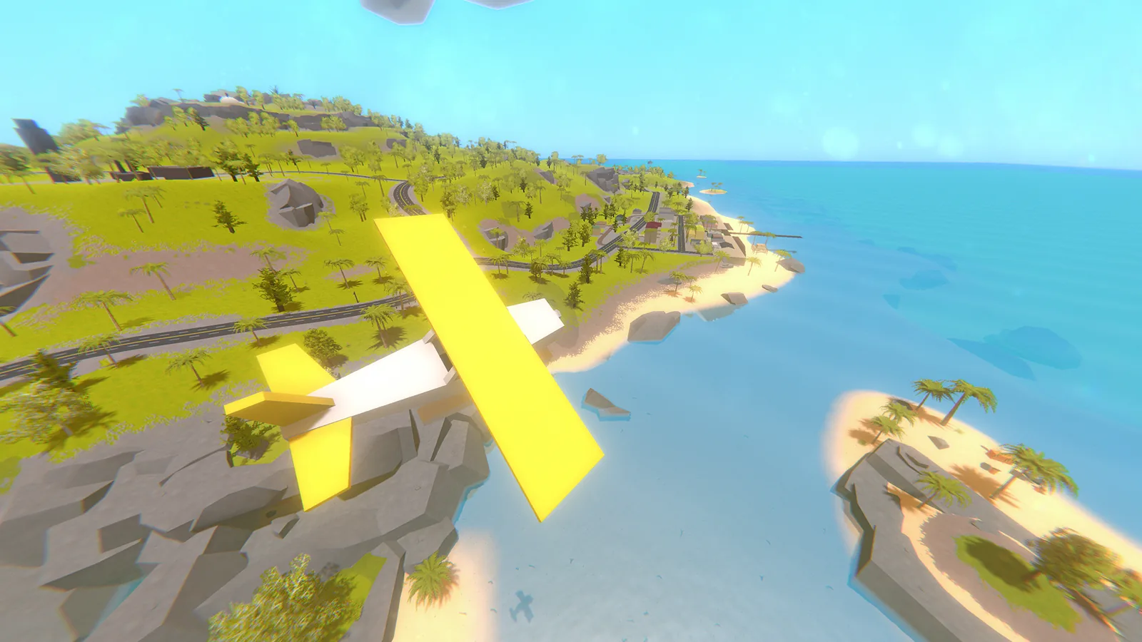 Unturned player flying a small aircraft over the Hawaii island map